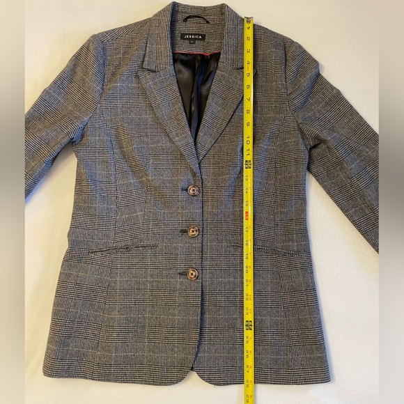 Jessica Plaid Tweed Blazer Jacket Black Brown Red Women’s 12 - Picture 13 of 15
